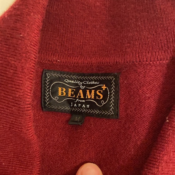 Beams+ maroon polo sweater in medium - Picture 3 of 5